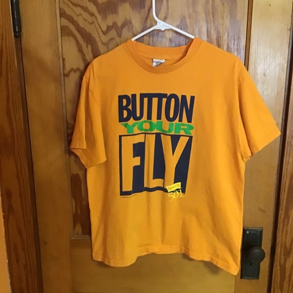 SOLD  vintage 90s gold 501 bright unique t shirt - Picture 3 of 8